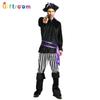 Halloween Party Adult Male Noble Purple Pirates of the Caribbean Cosplay Pirate Captain Performance Stage Costume