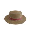 Vintage Pearl Flat Top Raffia Hat Women's Spring Summer Sun Protection Visor Hat Versatile Beach Hat Top Hat