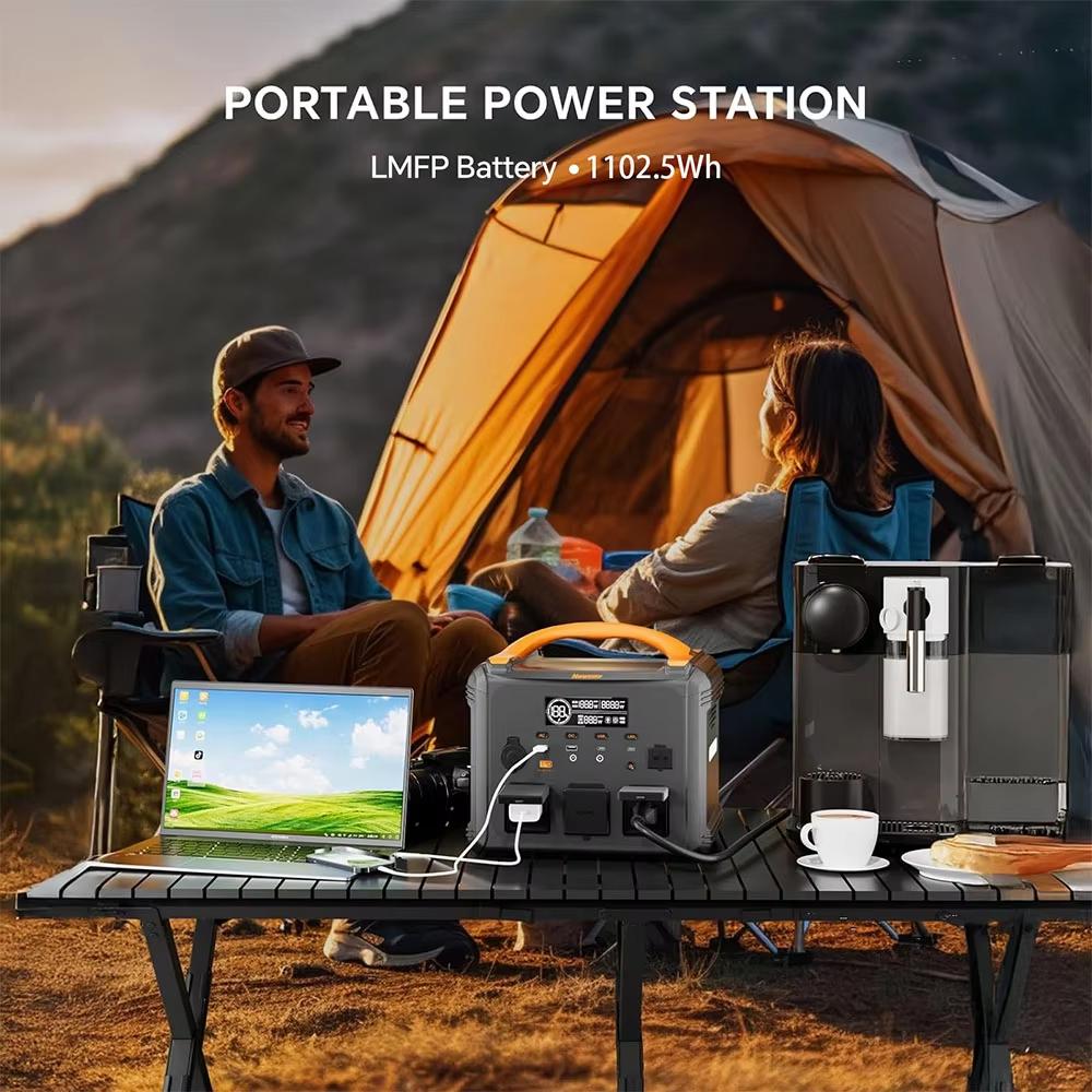 NEWSMY S1210 Station d'énergie portable 2000W, Crête 3000W, Batterie LiMnFePO₄ 1102,5Wh, Charge rapide AC 1300W, Générateur solaire MPPT