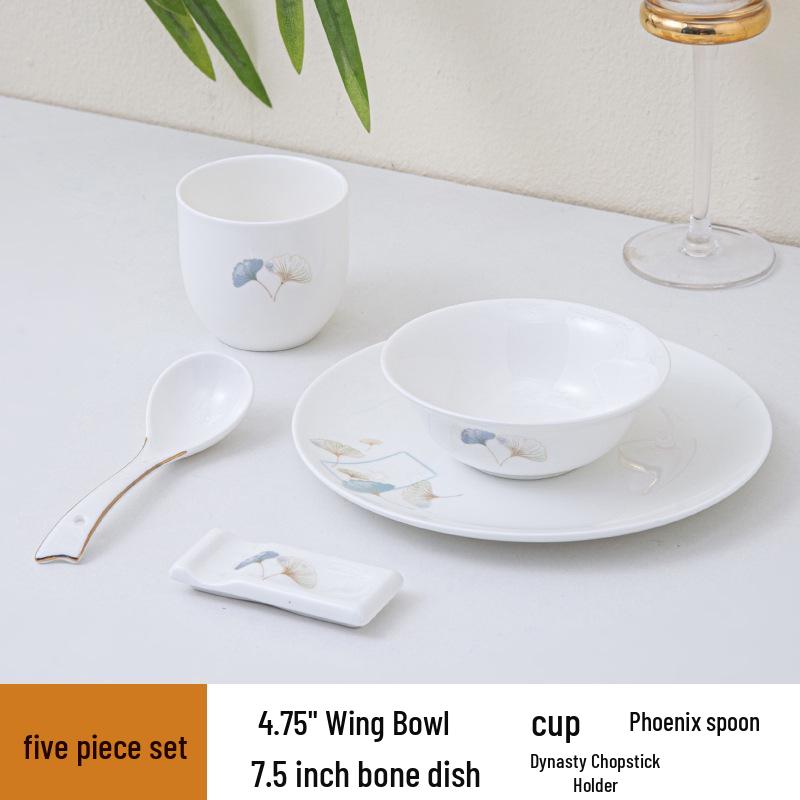 Deluxe Bone China Tableware Set - Three or Four Pieces with Plate, Wing Bowl, and Spoon - Customizable Logo for Hotels, Restaurants, and Clubs.