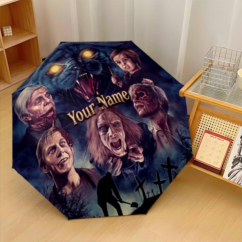 Custom Text Automatic 8 Bone Umbrella, Portable Sun Rain Protection UmbrellaPet Sematary