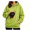 Womens Half-Zip Hooded Sweatshirt With Pet Pocket Loose Fit Fall Winter Top Small Dogs
