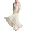 2026 Womens Elegant Loose Fit French Style Solid Color Long A-Line Dress V-Neck High Waist Casual Wear