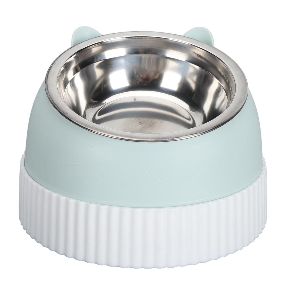 Raised Cat Bowl 15 Degrees  Tilted Anti Slip Plastic Slower Feeder Cat Food Dual Bowls for Cats and Puppy