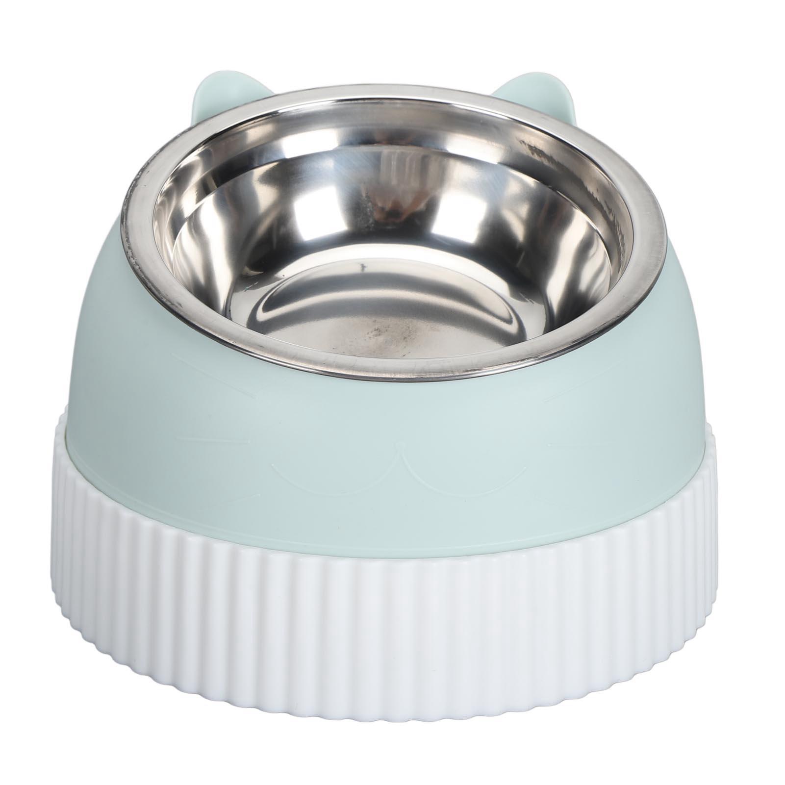 

Поднятая миска для кошек, наклоненная на 15 градусов, противоскользящая, пластиковая, медленная кормушка, двойные миски для кошек и щенков зелёный