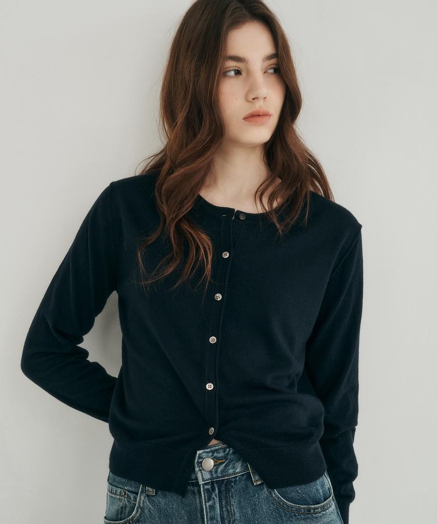 Lossyrow Round Button Cardigan Navy