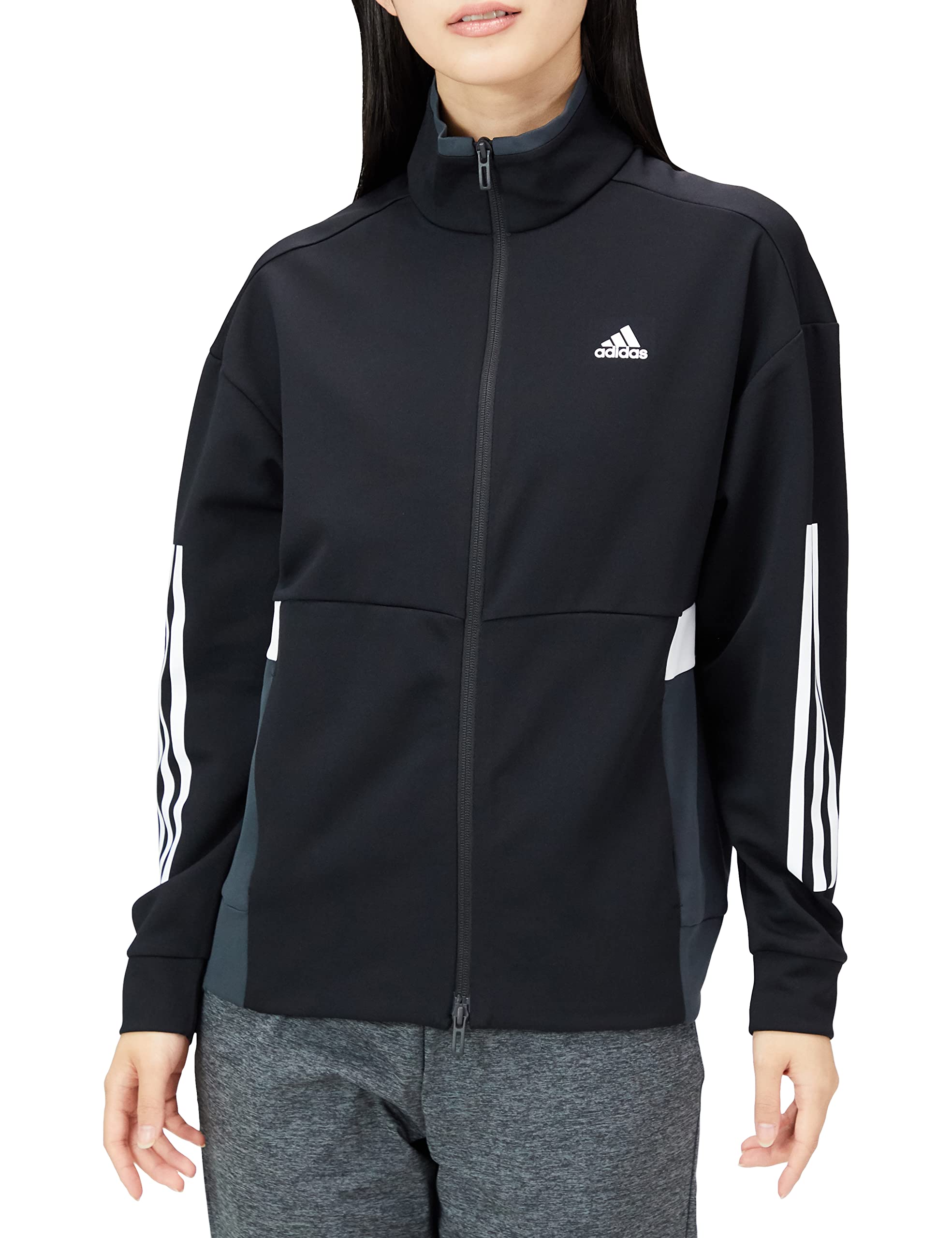 

Hoodie Loose Fit Color Block Track Top LNU29 Black [Adidas] Women s (HI3660) J/L
