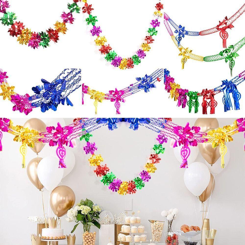 1/4pcs Xmas Gift Christmas Metalic Foil Garland Multi Colour Wedding Accessories Ceiling Wreath Creative Party Supplies