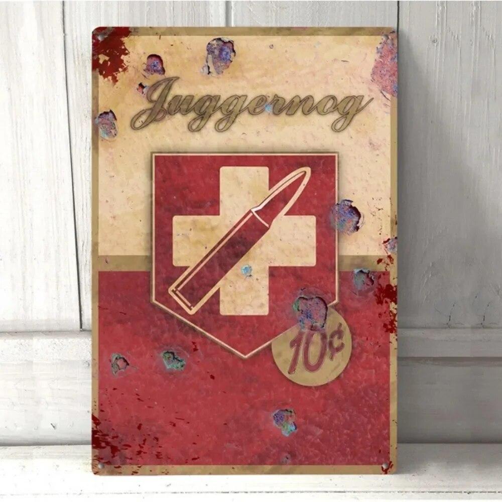 

Металлический плакат Juggernog Perk, ретро жестяные вывески, паб, кафе, бар, гараж, ретро знаки, доска, железная живопись, настенный постер, домашний висит 3