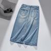 Women's High-Waist A-Line Denim Midi Skirt