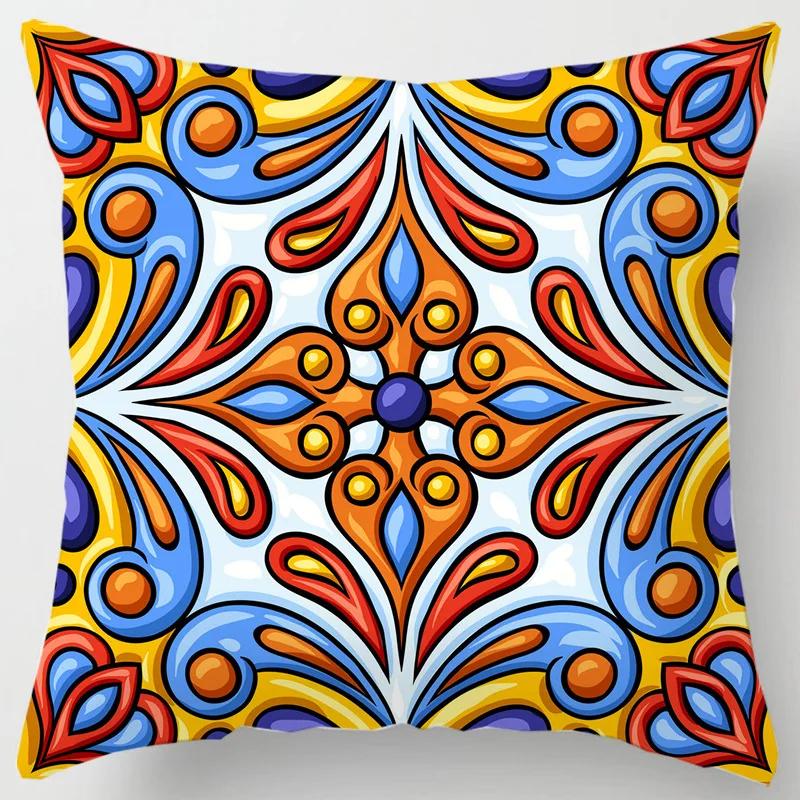 Colorful national floral antique porcelain print Pillowcase Comfortable sofa car Seat cushion cover Bohemian Hippie home decor