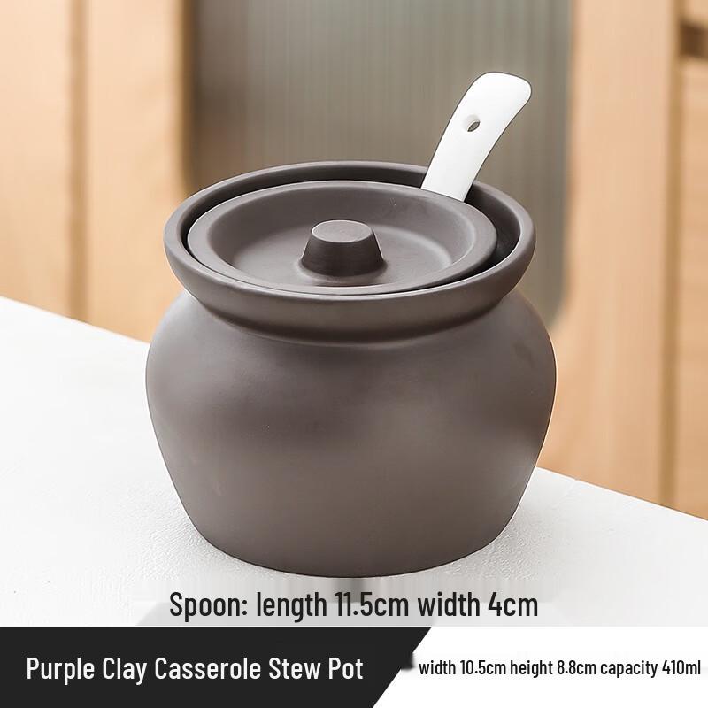 LISM Purple Clay Ceramic Stew Pot with Lid