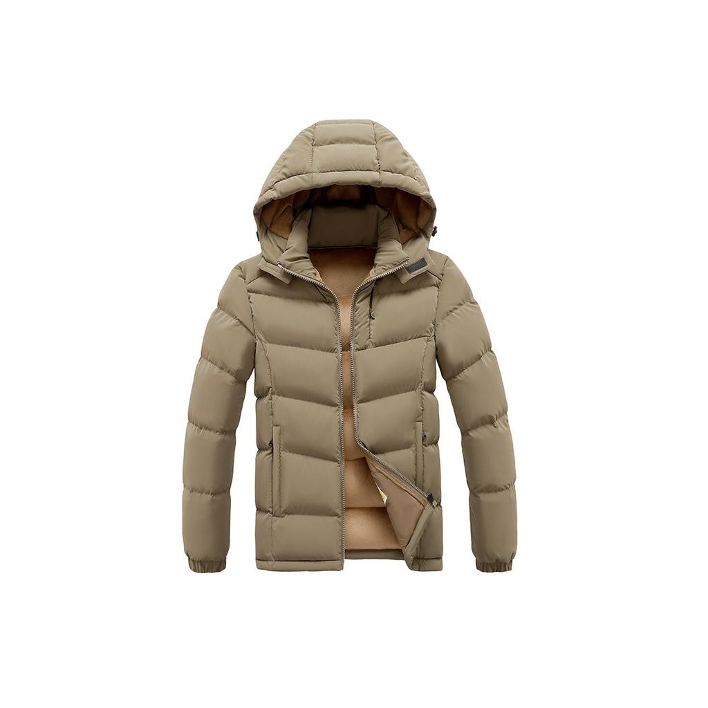 Light Cotton Coat Men's Winter Fashion New Solid-colour Slim Removable Cap Thickened Hooded Comfortable and Versatile Jacket