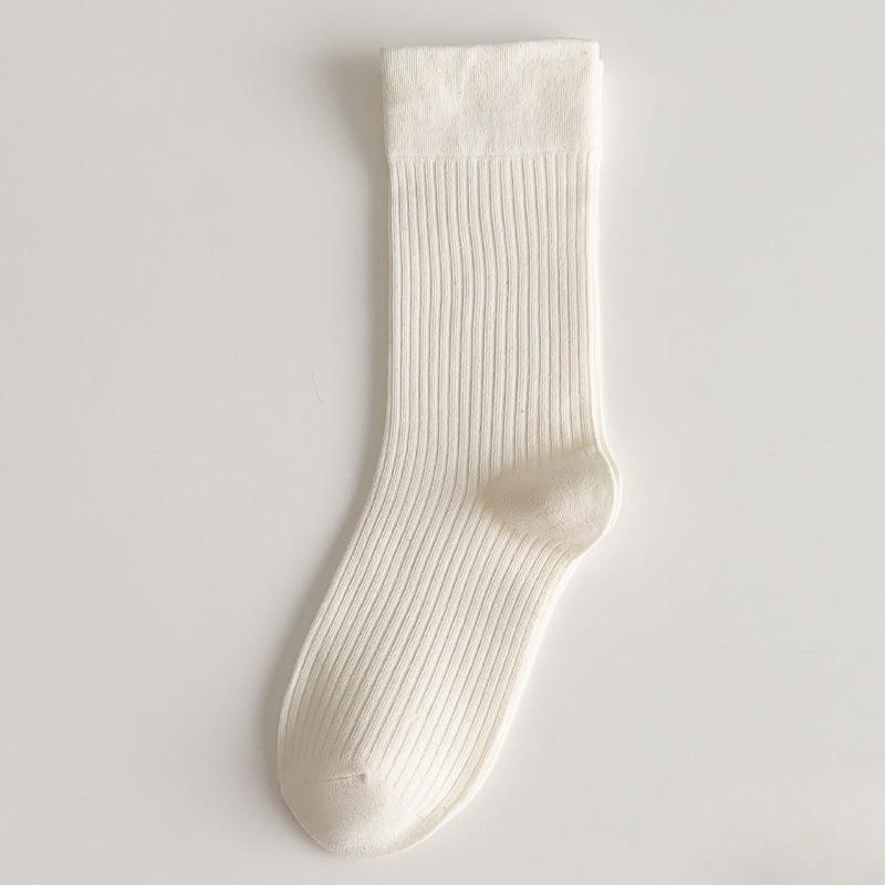

Белые носки до середины икры для женщин, лето, весна и осень, черные модные осенне-зимние, универсальные однотонные спортивные носки, тонкий стиль 1 pair молочный белый