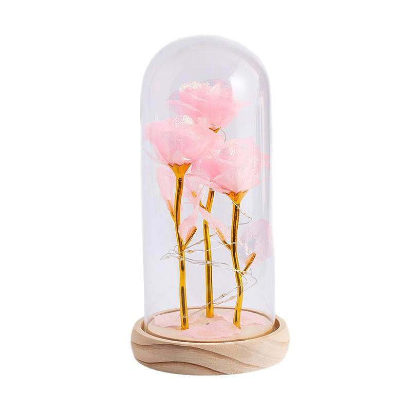 1 new gold foil rose glass cover eternal flower night light Mother's Day Valentine's Day gift ornament