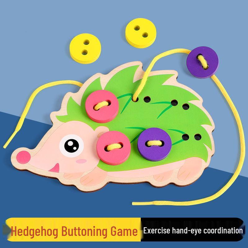 Wooden Caterpillar Apple Lacing Toy: Early Education Game for Children