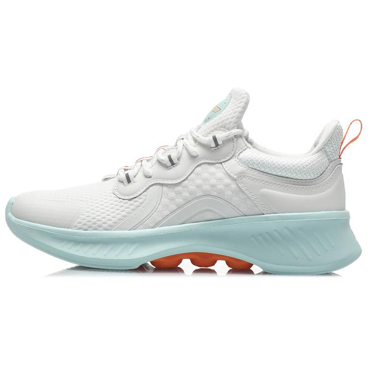 Li Ning Comfortable Cushioning Breathable Lightweight Rebound Low top Running Shoes Women's White Blue AREQ022-1