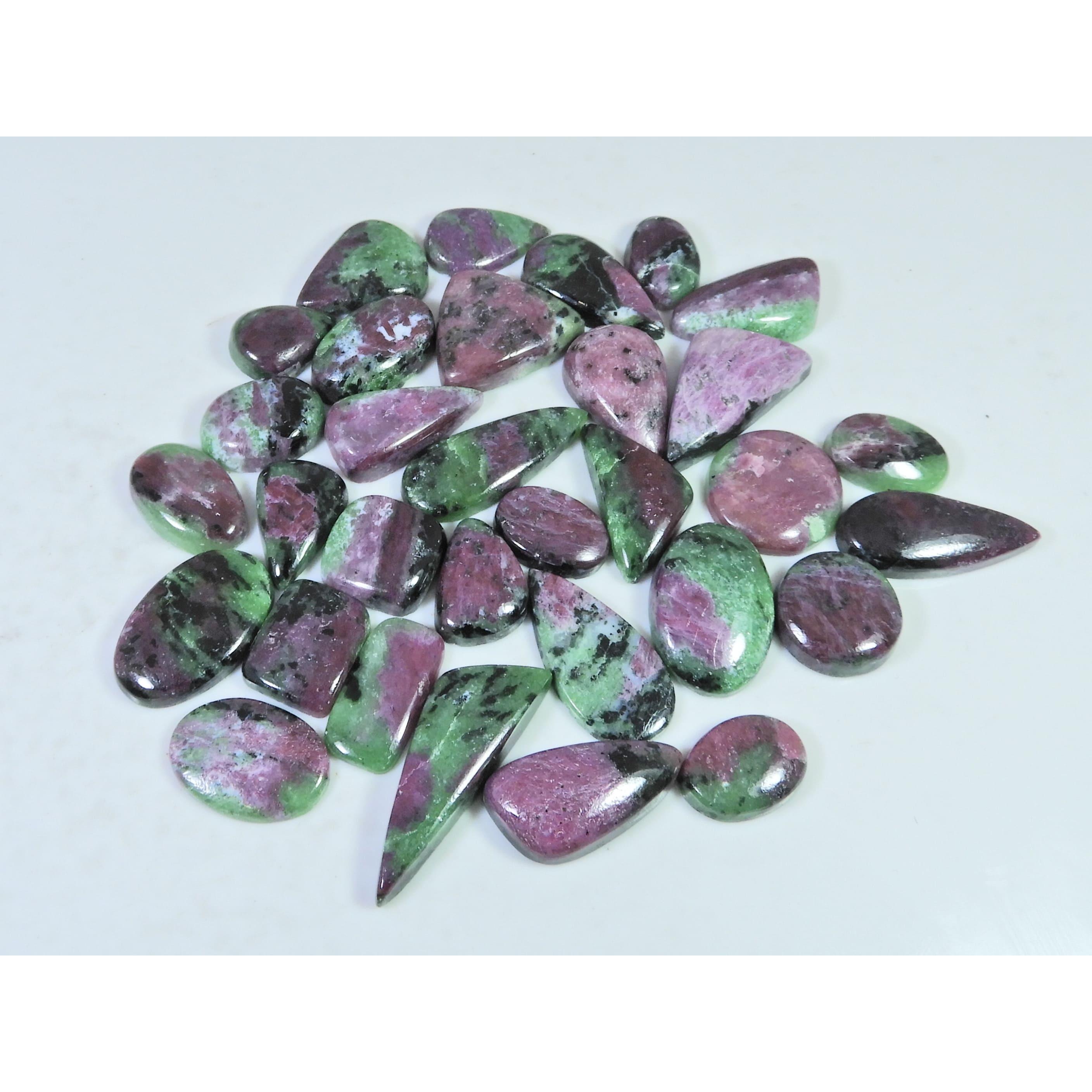 314 Карат. Натуральный Рубин Зоизит Смешанная Форма Кабошон Россыпной Драгоценный Камень 32 шт. Партия C-1836