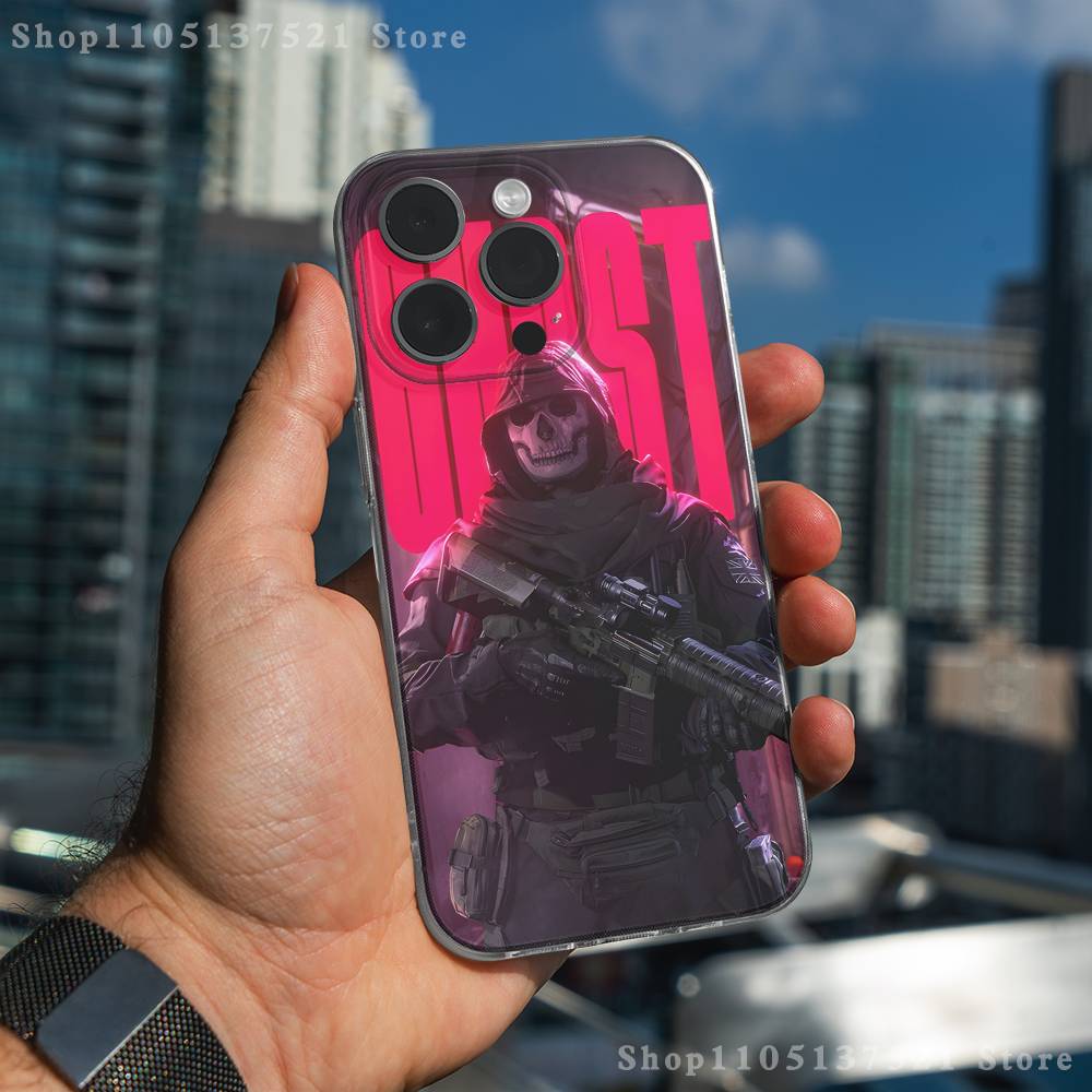 

C-COD Call Of D-Duty Ghost Phone Case For iPhone 16,15,17,12,13,14,11 Max,Pro,Plus,X,XS,XR,SE4,E Mini Transparent Cover iPhone13
