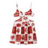 Robe à bretelles fines imprimée pour femme - Mode Vacances Début de Printemps, Détail en Dentelle
