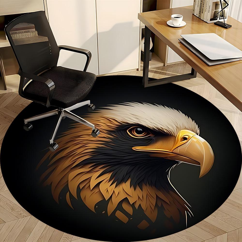 1pc Eagle Head Carpet, Round Non Slip Durable Large Size Office Carpet, Suitable for Office