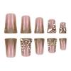 24 Pcs French Tip Stick On Nail Glittering False Nail Duck Shaped Press On Nail Butterfly Artificial Acrylic Nail