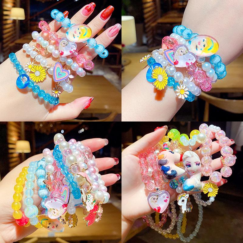 Children's Princess Jewelry Set: Cartoon Pony & Frozen Elsa Necklace, Bracelet, and Ring for Little Girls