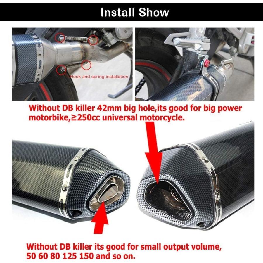 Exhaust Muffler Carbon Fiber 1.52 Inlet with Removable DB Killer for Street and Sport Motorcycles and Scooters Featuring 3851mm