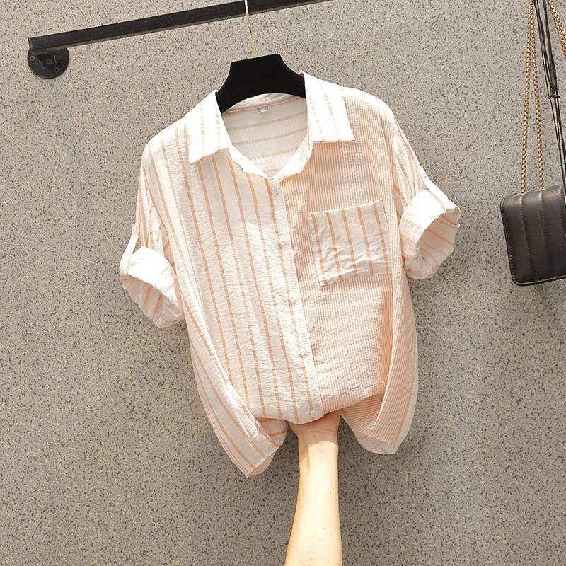 

Женская одежда Плиссированная белая блузка Полосатая с коротким рукавом Летняя со спущенным плечом Минималистичная Готовая для офиса Уникальный дизайн Мода L розовый