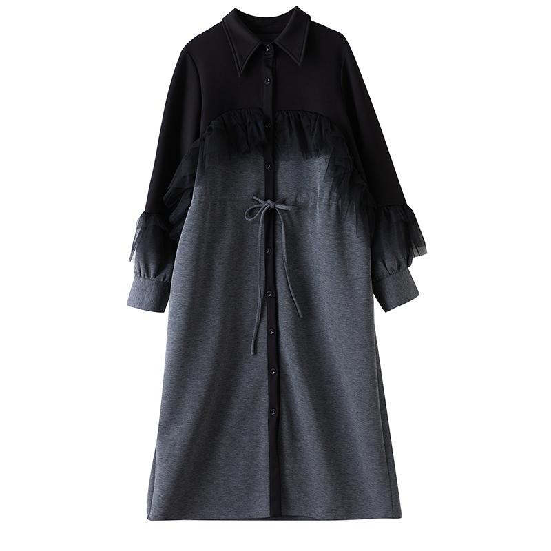 Langarm Plus Größe Vintage neue Kleider für Frauen lässig locker Frühling Herbst Hemdkleid