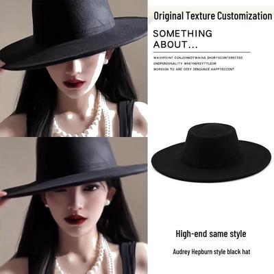 2025 Herbst/Winter Damen Fedora aus Kunstwolle - Vielseitige breite Krempe Französischer & Britischer Stil.