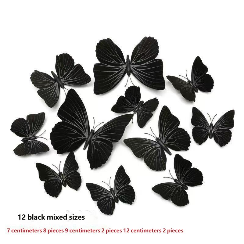 12pc Multicolor 3D Butterfly Wall Stickers Art Decal Living Room Solid Color Butterflies Wallpaper For Home Decor Mural Decals
