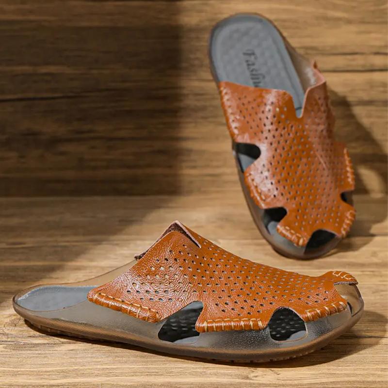 Fashion Summer Men's Slippers Men Leather Sandals Classic Roman Sandals Slipper Soft Outdoor Sneakers Beach Rubber Men Trekking Slipper