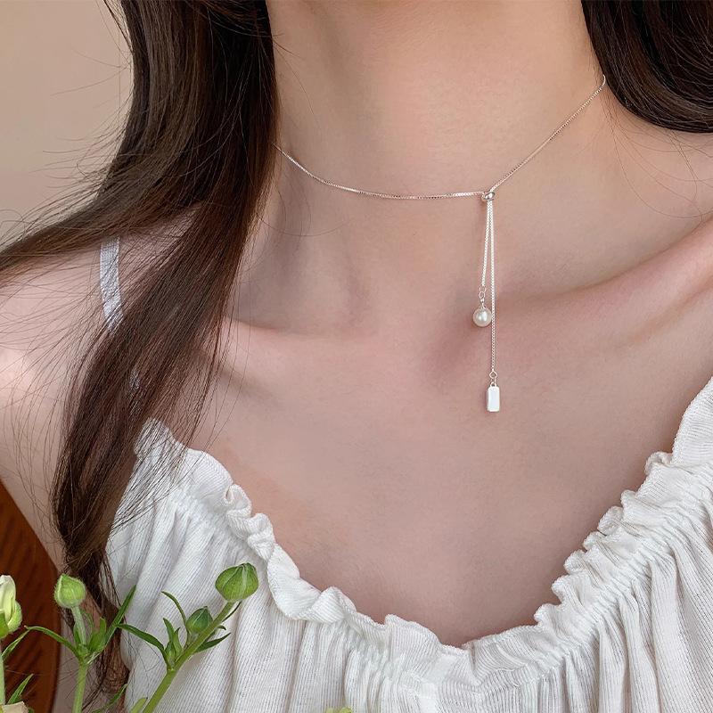 Simple Design Pull Geometric Necklace Women s Neck Chain Temperament Fashion Collarbone Chain