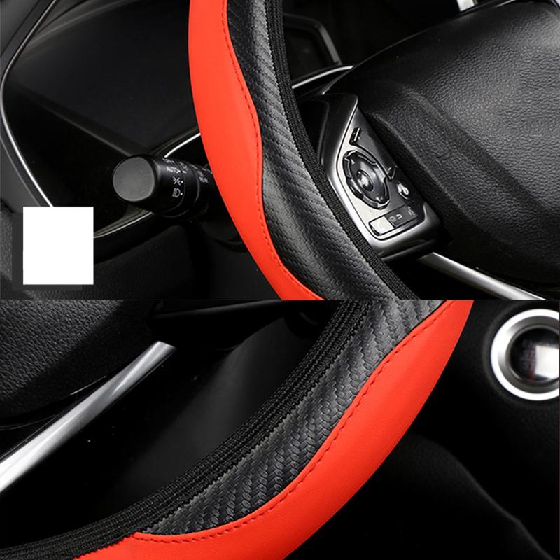 2023 Car Steering Wheel Cover Breathable Anti Slip PU Leather Steering Covers Suitable 37-38.5cm Auto Decoration Carbon Fiber