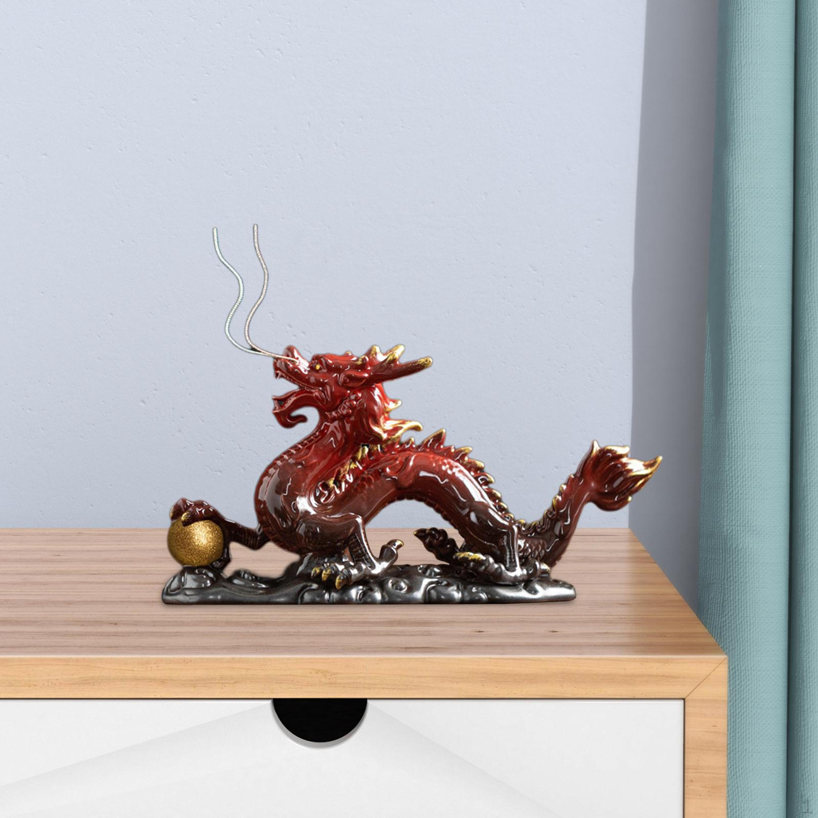 Керамическая статуя китайского дракона, статуэтка, скульптура фэн-шуй для красный