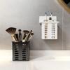 Multi-Purpose Wall-Mounted Storage Rack for Toothbrushes Makeup Tools Black White Modern Design No Drill Installation Adhesive Hooks Adjustable