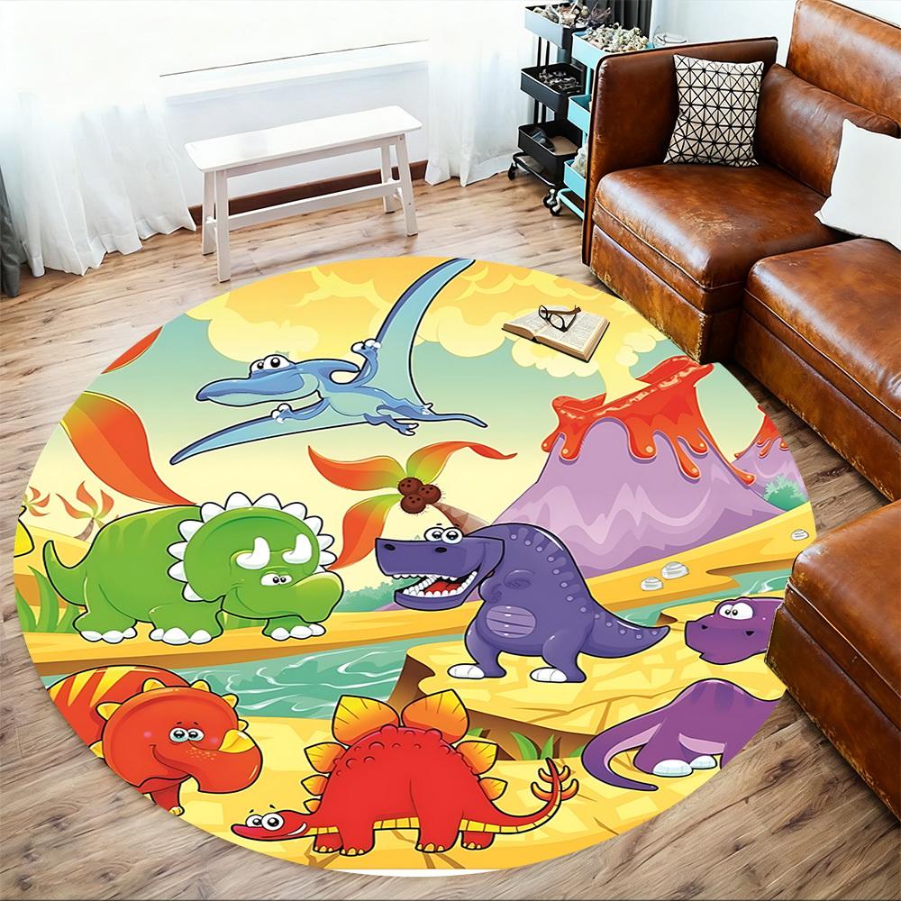 1pc dinosaur volcano Round Chair mat Area Rug - Non-Slip, Floor Mat for Office, Bedroom, and Indoor Decor c1125375