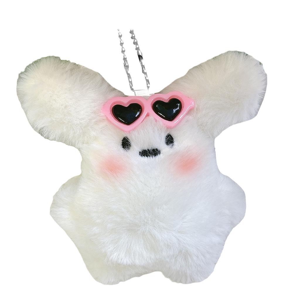Plush Animal Keychain with Bowknot Soft Keyring Bag Pendant Handbags Decoration Charm for Women Fashion Accessory