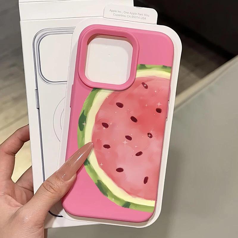 Ins Summer Watermelon Is Suitable for Apple iPhone17/16 Mobile Phone Case 14 Liquid Glutinous Rice 13 Fresh 12 Soft 15