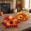 Fade Resistant Sunflower Maple Candle Ring Wreath Harvest Pillar Candle Surround Ring  Home Decor