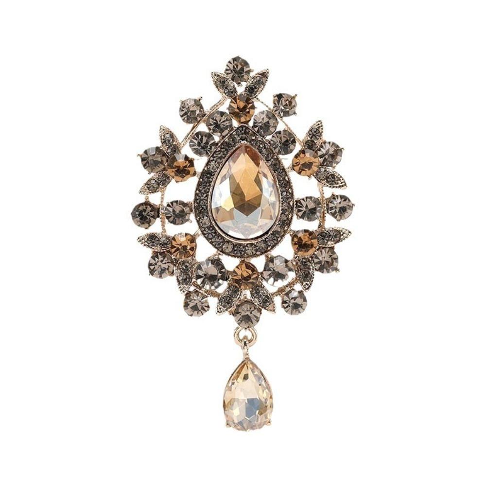 Retro Palace Style Zircon Crystal Brooch Zinc Alloy Corsage Pins New Pendant Brooch  Gift