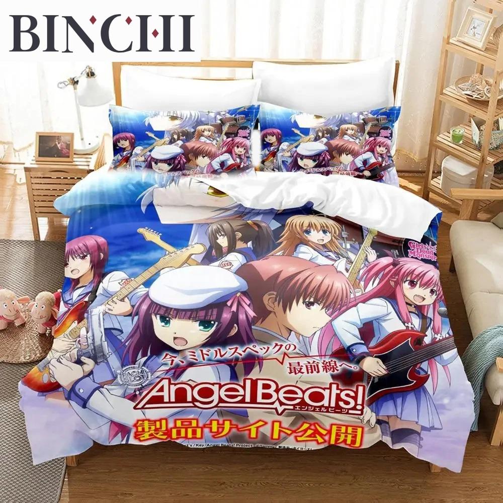 3D Print Anime Angel Beats Bedding Set Duvet Cover Bed Set Quilt Cover Pillowcase Comforter king Queen Size Boys Adult Bedding