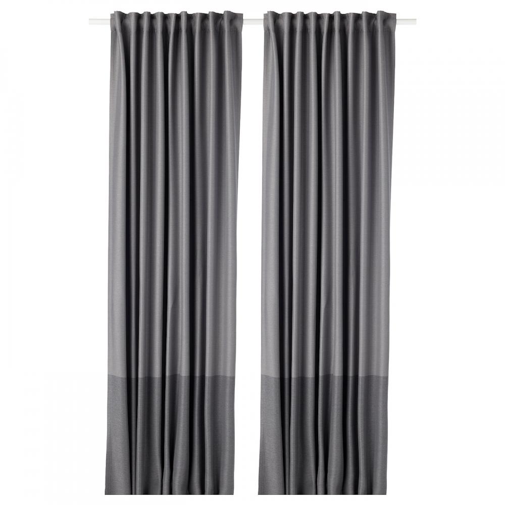 

IKEA MARJUN semi-blackout curtains, 1 pair gray 145x250 cm