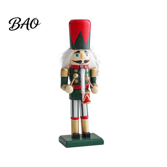 Solid Wood Holiday Gift Wooden Nutcracker Soldier Figurine, Handcrafted Christmas Tabletop Ornament Handmade Festive for Desk And Bookshelf