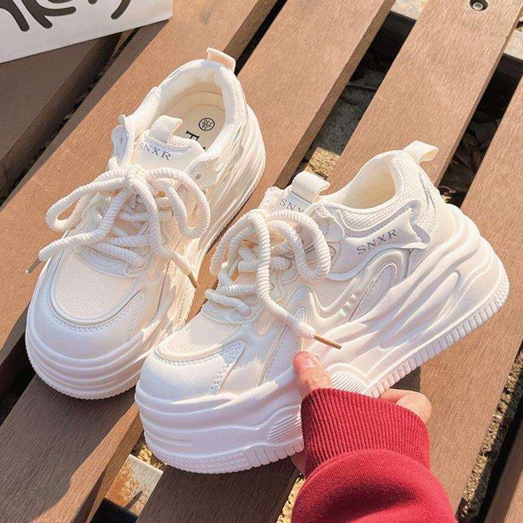 

Little white shoes women s 2025 summer new mesh shoes breathable mesh thick sole with skirt shoes sports and leisure board shoes 35 белый