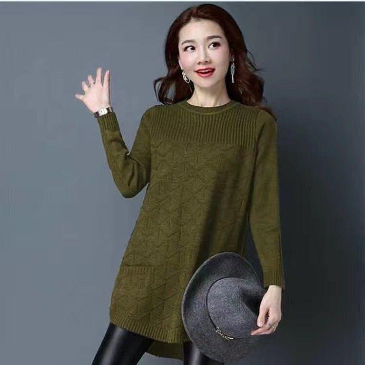 Maglione da donna autunno inverno pullover coreano sciolto a maniche lunghe maglione lavorato a maglia di media lunghezza maglioni inferiori abbigliamento femminile top