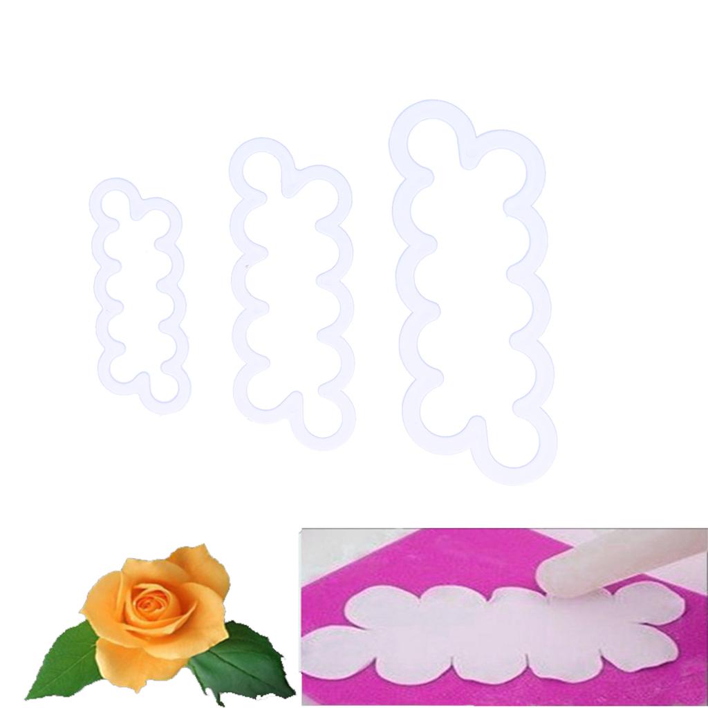 3Pcs Rose Flower Cutter Maker DIY Fondant Cake Decorating Mold Baking Accessories
