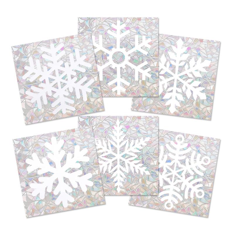 6Pcs Sun Catcher Snowflake Window Sticker Electrostatic Removable Snowflake Glass Decal Christmas Bedroom Living Room Decoration