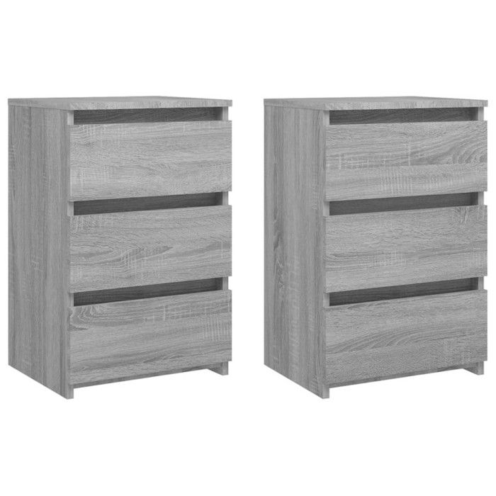 VidaXL Tables de chevet 2 pcs Sonoma gris 40x35x62,5cm Bois ingénierie 815174